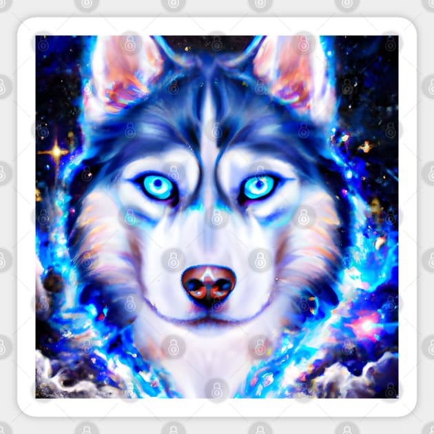 Neon Husky Dog Sticker by AnnieDreams